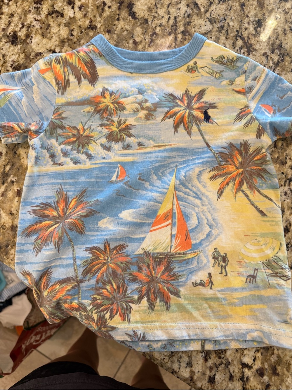 Polo by Ralph Lauren Kids Tropical Sailboat Tee - Blue & Orange